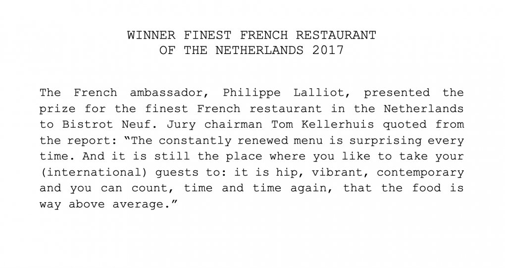 Best French Restaurant Amsterdam Bistrot Neuf